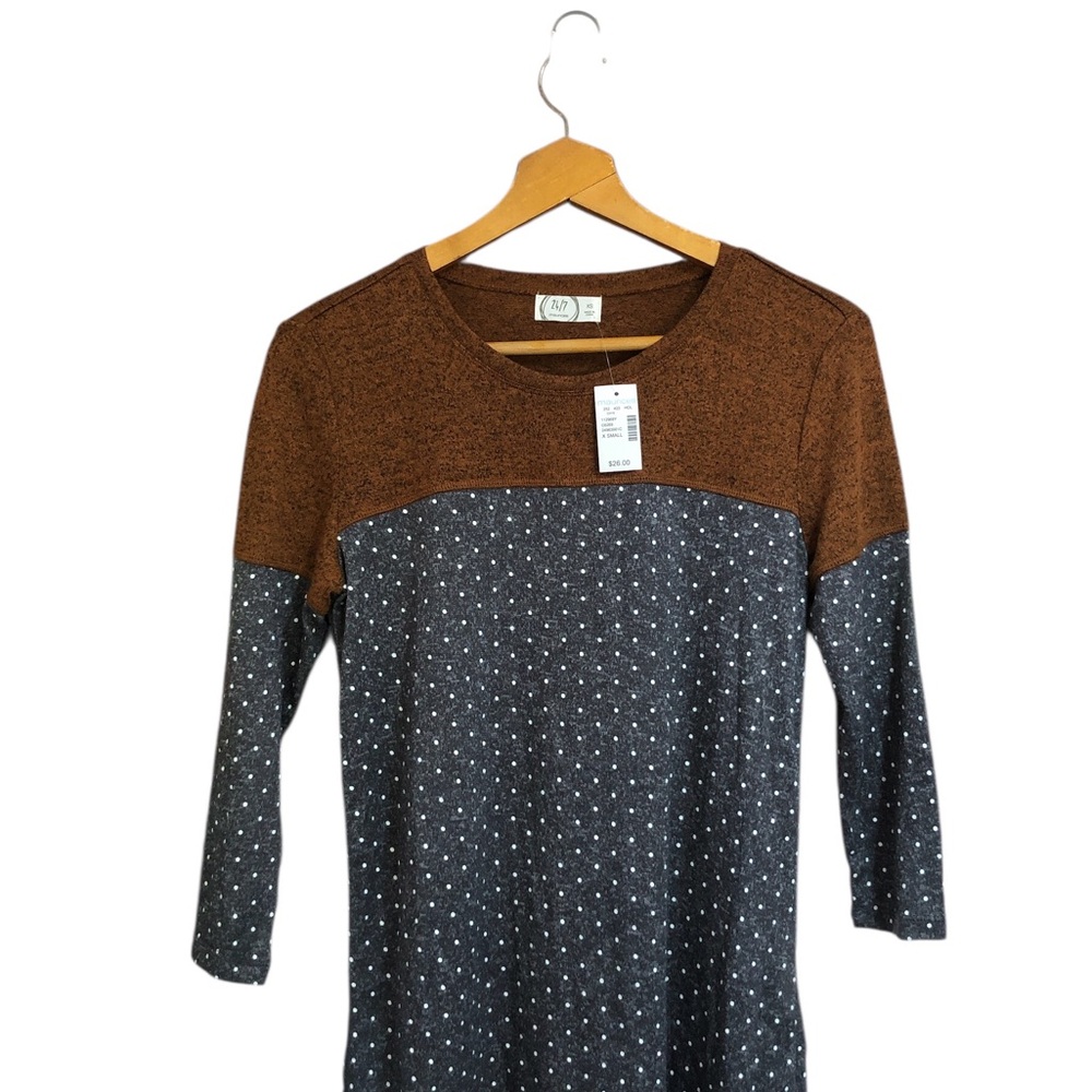 Maurices Brown and Gray 3/4 Sleeve Tunic Blouse